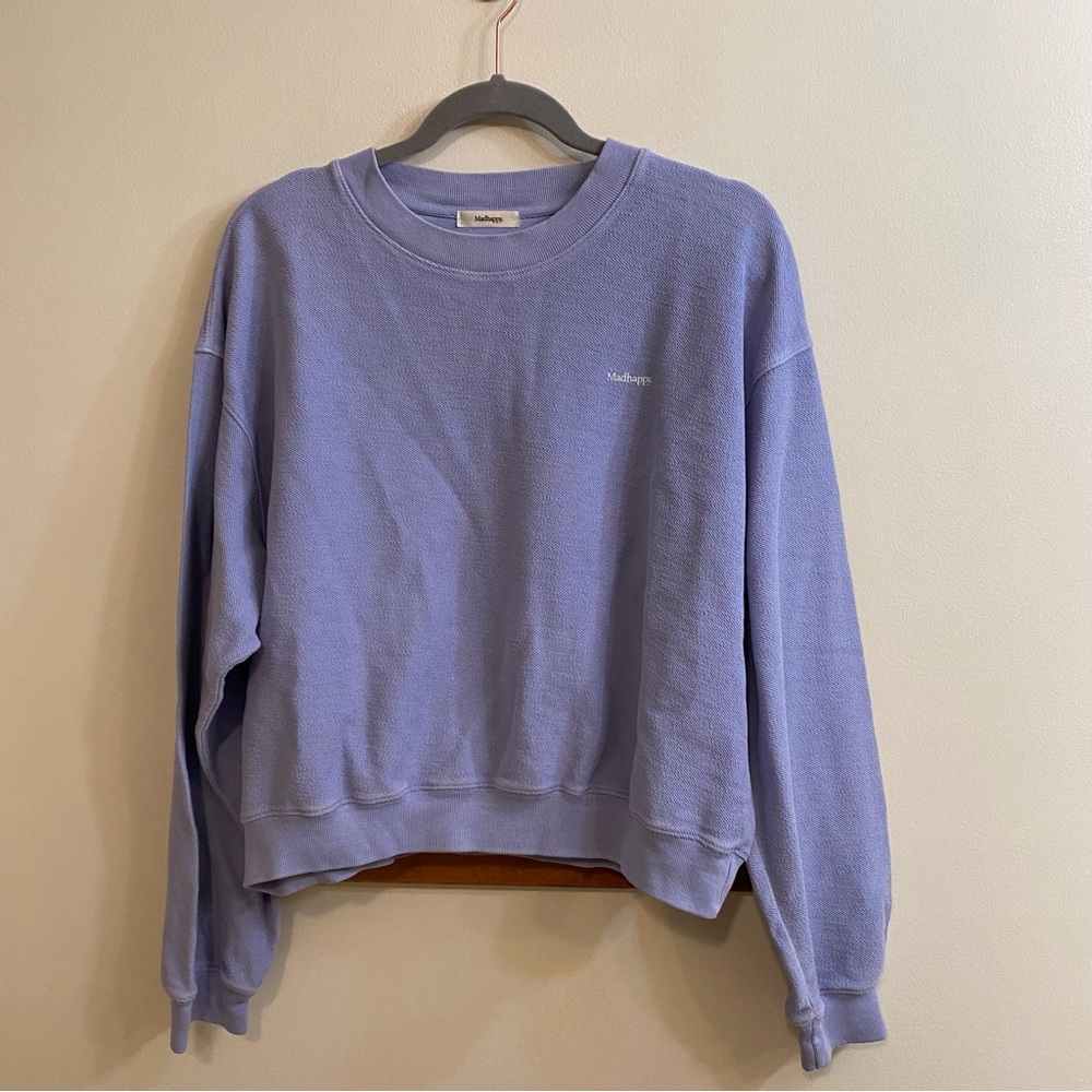 Madhappy Classics Fleece‎ Crewneck Sweatshirt Sky Blue Womens Sz L Comfortable